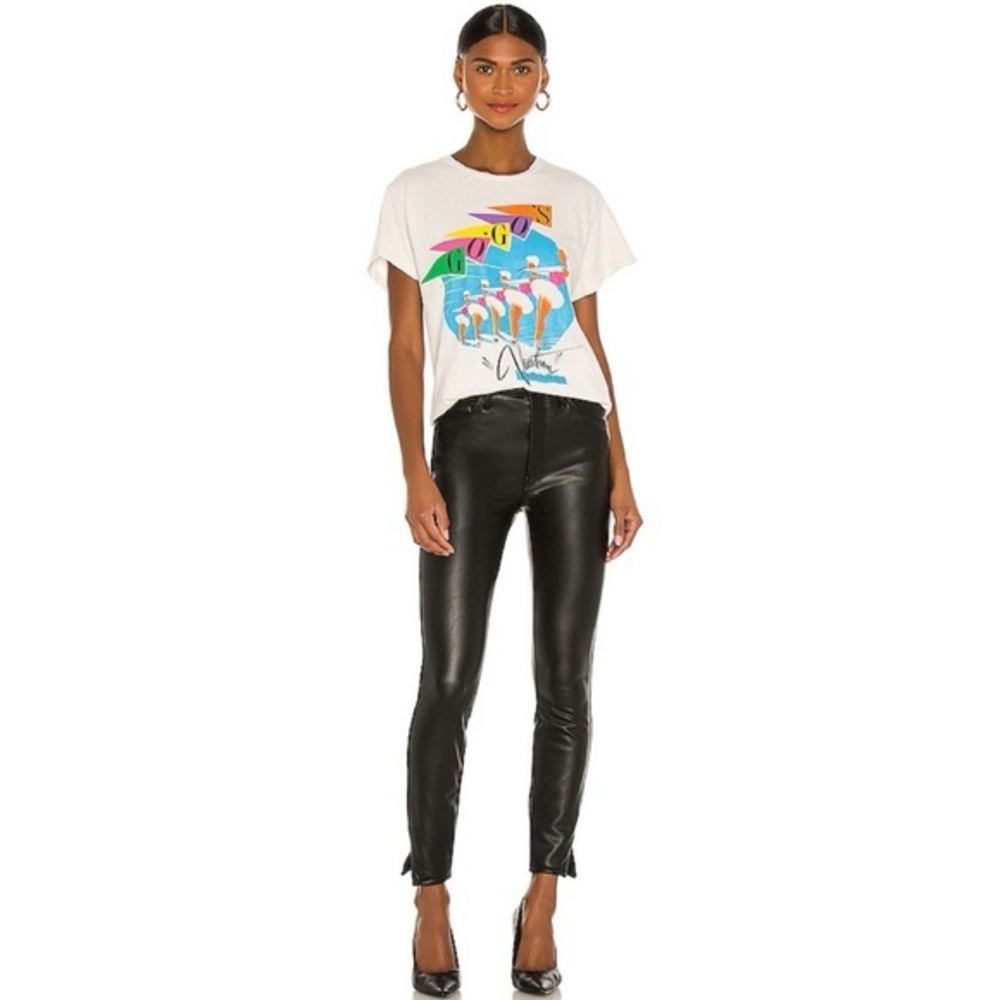 MOTHER High Waisted Vamp Black Leather Pants Faux Show Pants 25